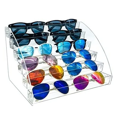 12 Piece Plastic Organizer Clear Eyeglasses Display Case 6 Tier Eyewear Stora...