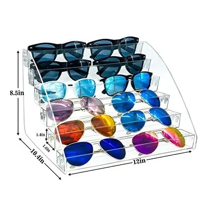 12 Piece Plastic Organizer Clear Eyeglasses Display Case 6 Tier Eyewear Stora... 3