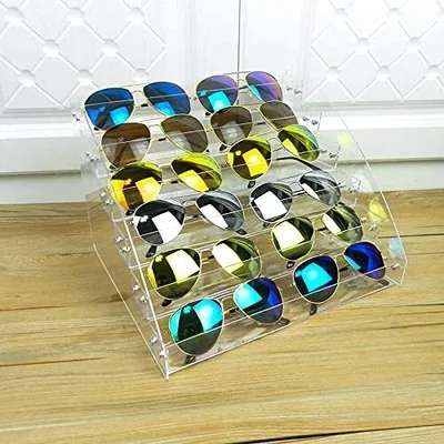 12 Piece Plastic Organizer Clear Eyeglasses Display Case 6 Tier Eyewear Stora... 4