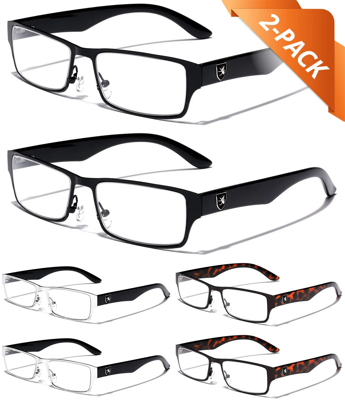 2-PACK Non-Prescription Eyeglasses Clear Lens Fashion glasses for Men Women 1