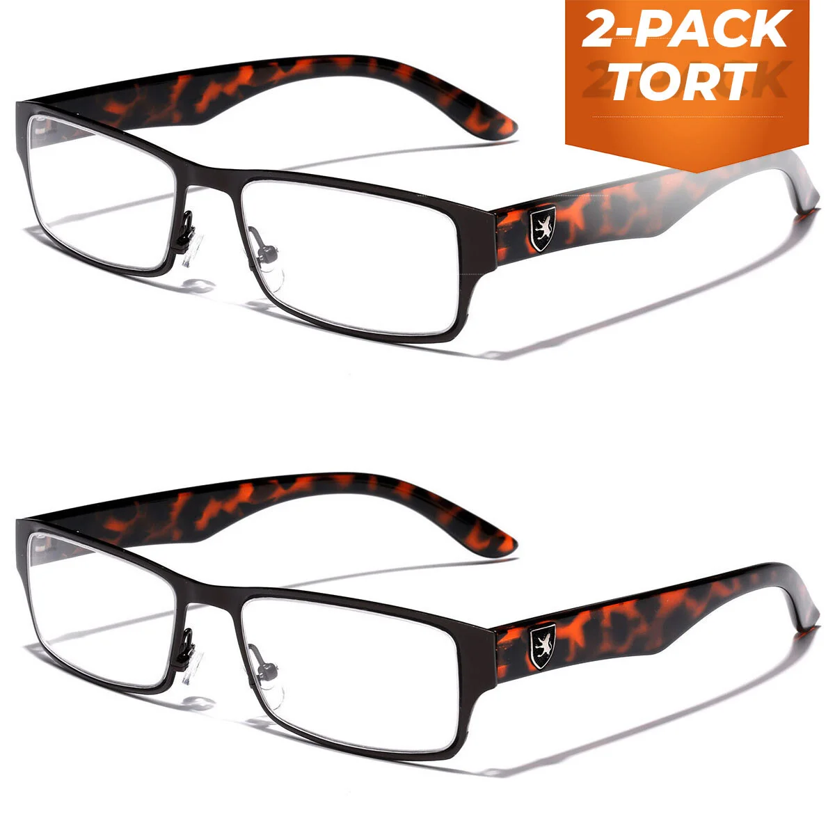 2-PACK Non-Prescription Eyeglasses Clear Lens Fashion glasses for Men Women 3
