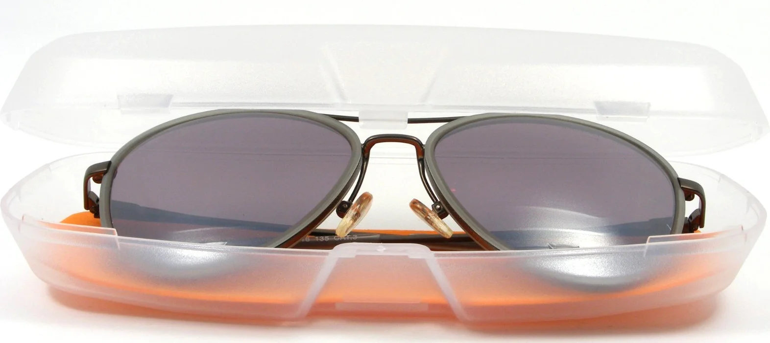 Hard Transparent Matte Clear Eyeglasses Case Protective Glasses Orange Interior 2