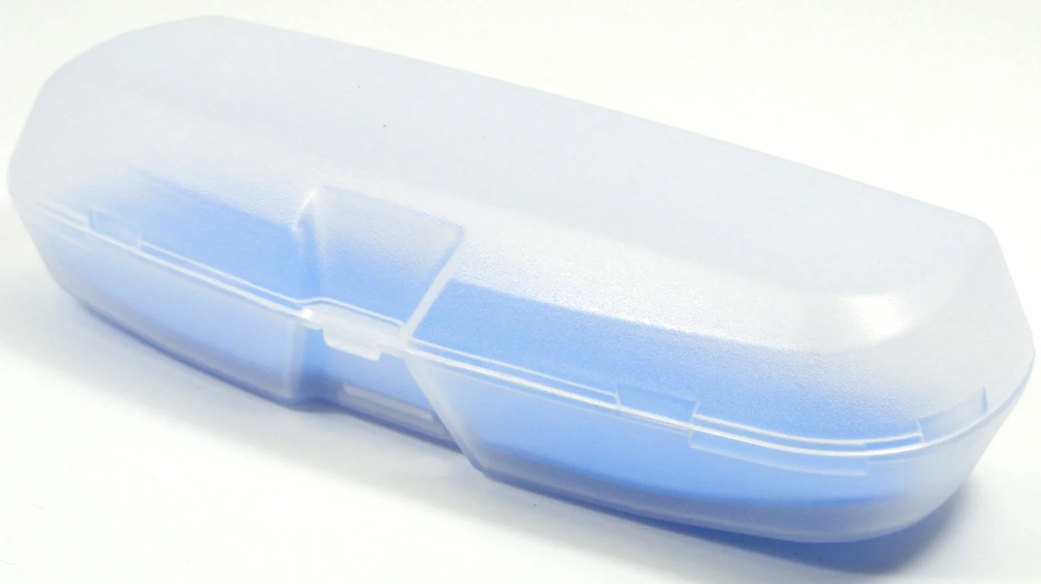 Hard Transparent Matte Clear Eyeglasses Case Protective Glasses w/ Teal Interior