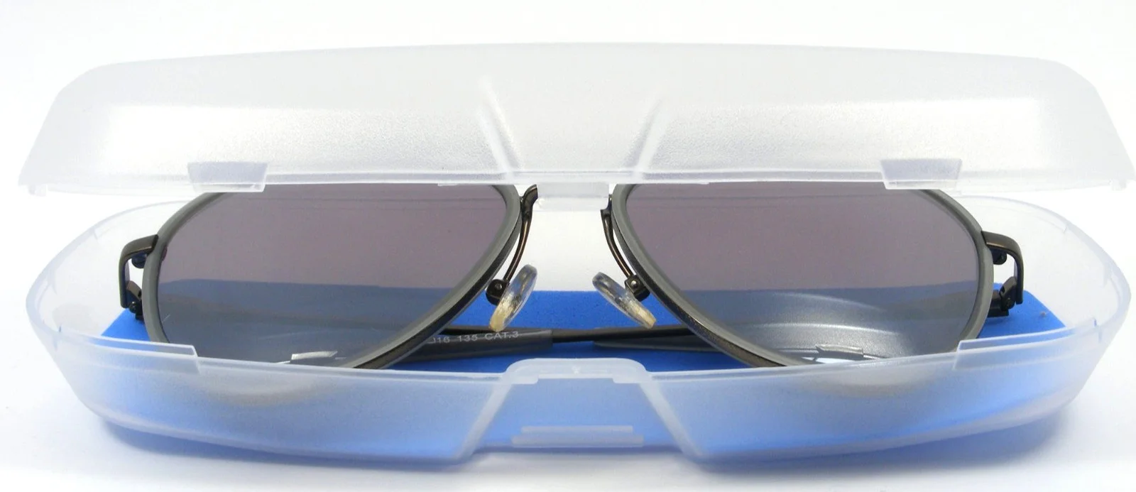 Hard Transparent Matte Clear Eyeglasses Case Protective Glasses w/ Teal Interior 2