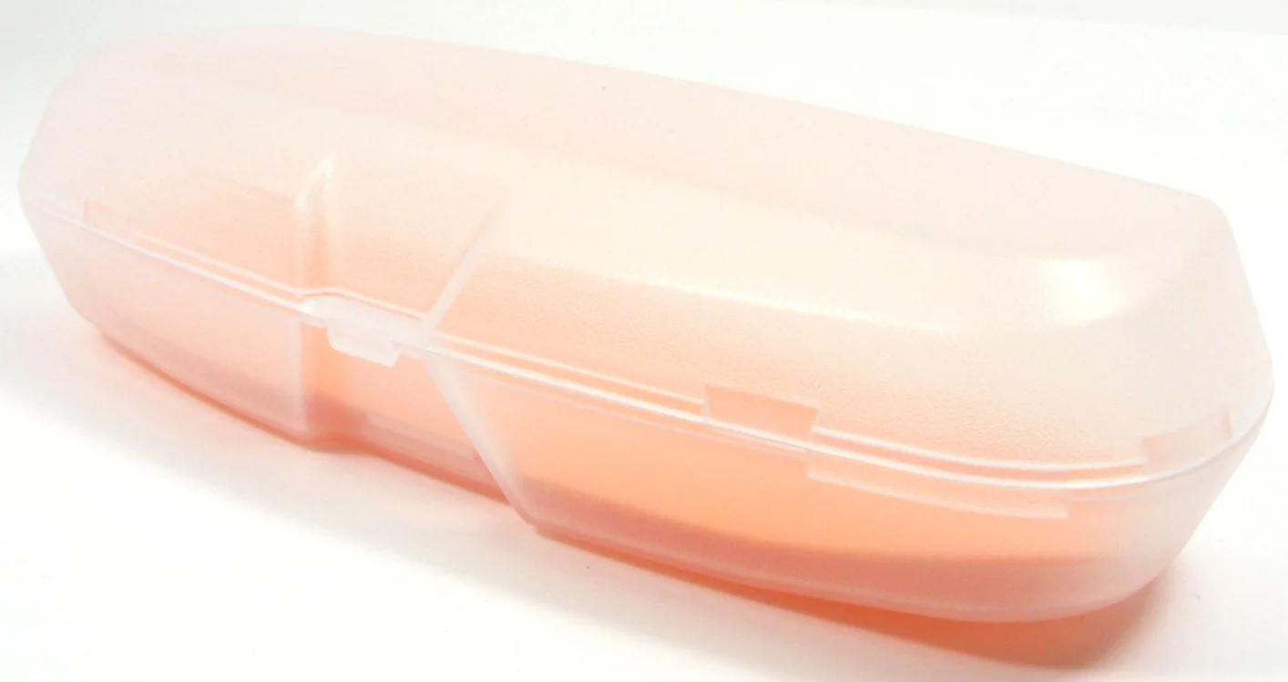 Hard Transparent Matte Clear Eyeglasses Case Protective Glasses w/ Teal Interior 3
