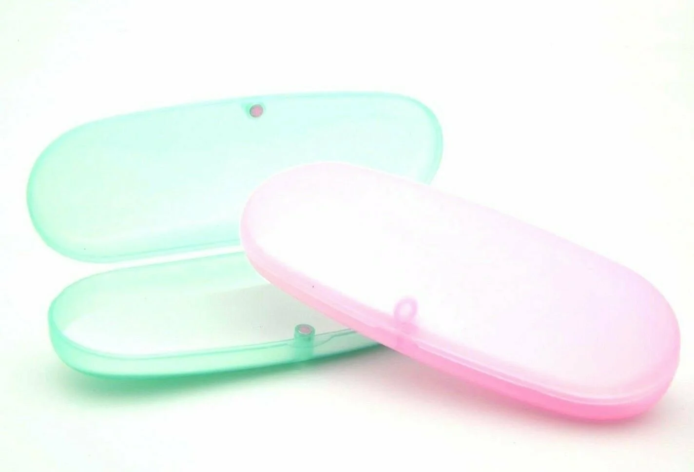 New Magnetic Clear Eyeglasses case Lot of 2 Pink and Green