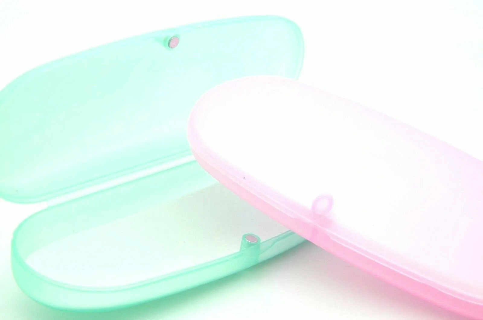 New Magnetic Clear Eyeglasses case Lot of 2 Pink and Green 2