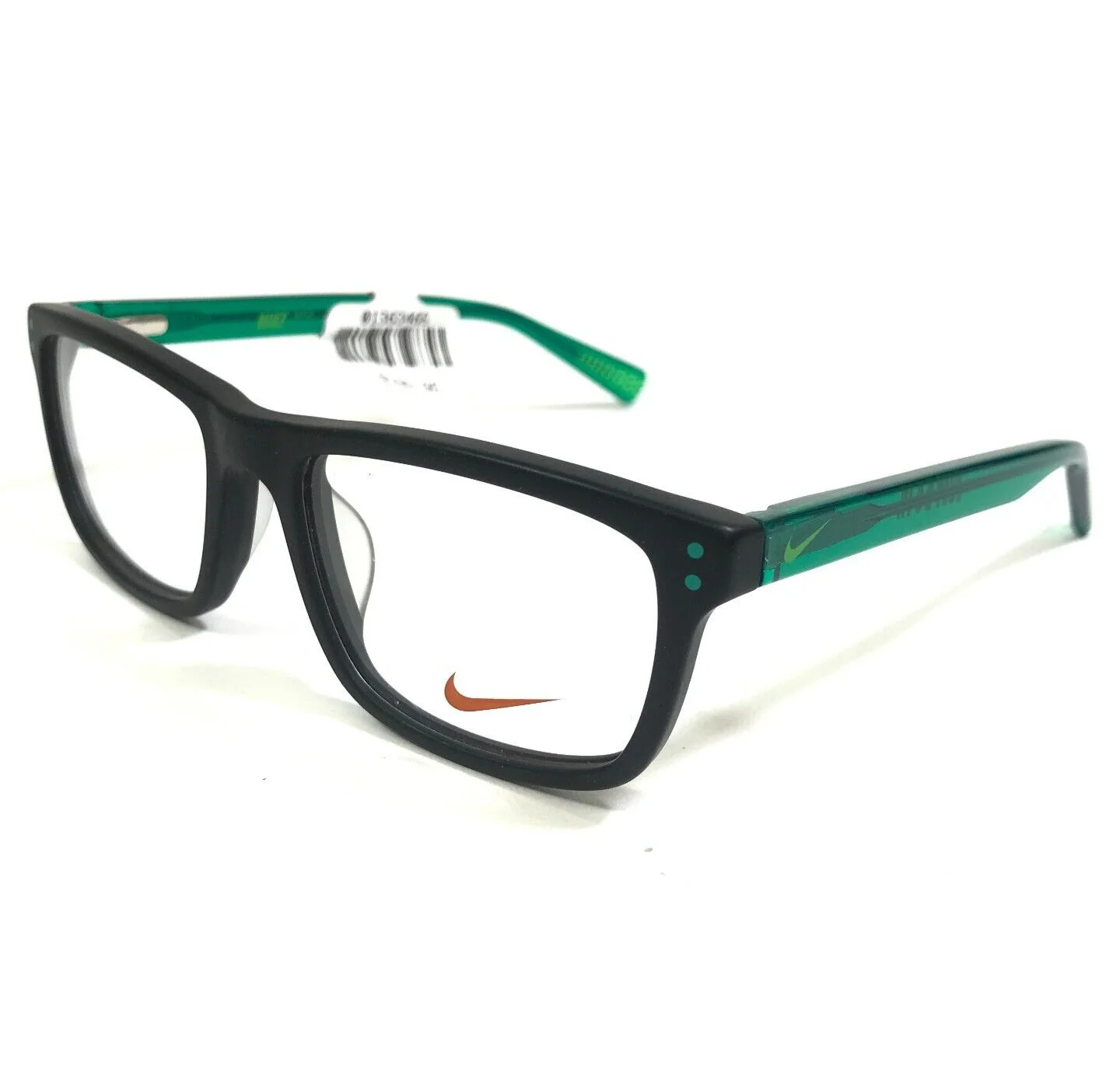 Nike Kids Eyeglasses Frames 5536 001 Black Clear Green Rectangular 46-15-125