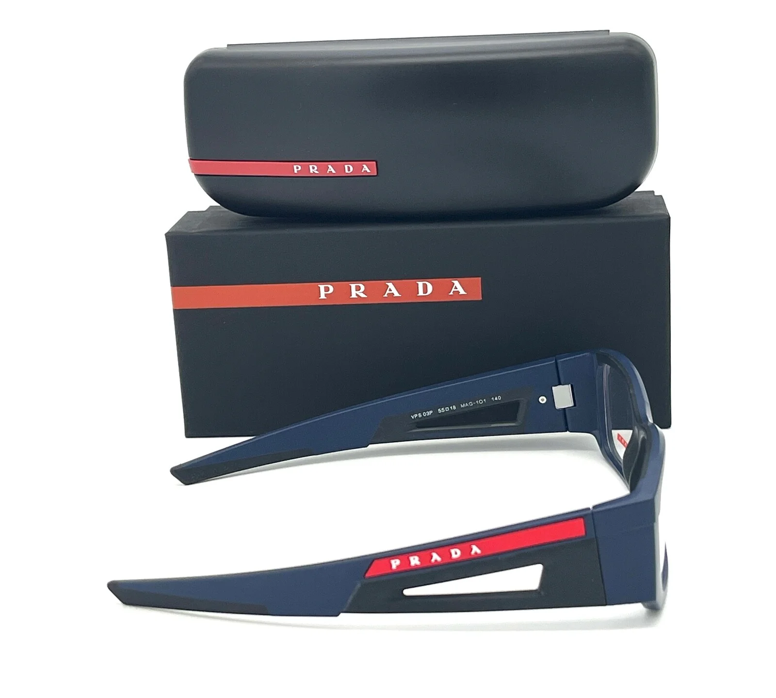 Prada Sport PS 03PV MAG1O1 Matte Blue Black / Demo Lens 55mm Eyeglasses 2