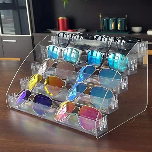 Sunglasses Organizer Clear Eyeglasses Display Case Eyewear Storage Tray Box