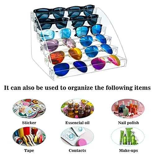 Sunglasses Organizer Clear Eyeglasses Display Case Eyewear Storage Tray Box 3