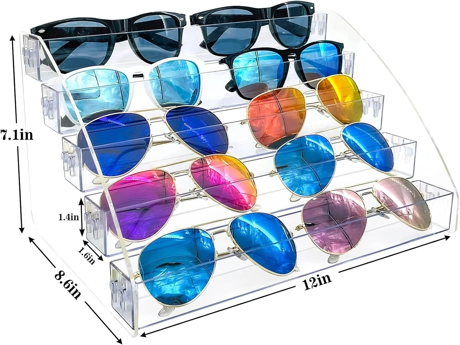Sunglasses Organizer Clear Eyeglasses Display Case Sticker Display T... 3