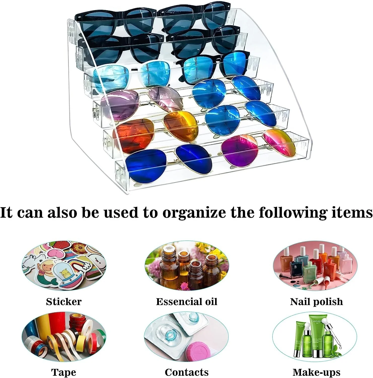 Sunglasses Organizer Clear Eyeglasses Display Case Sticker Display T... 4