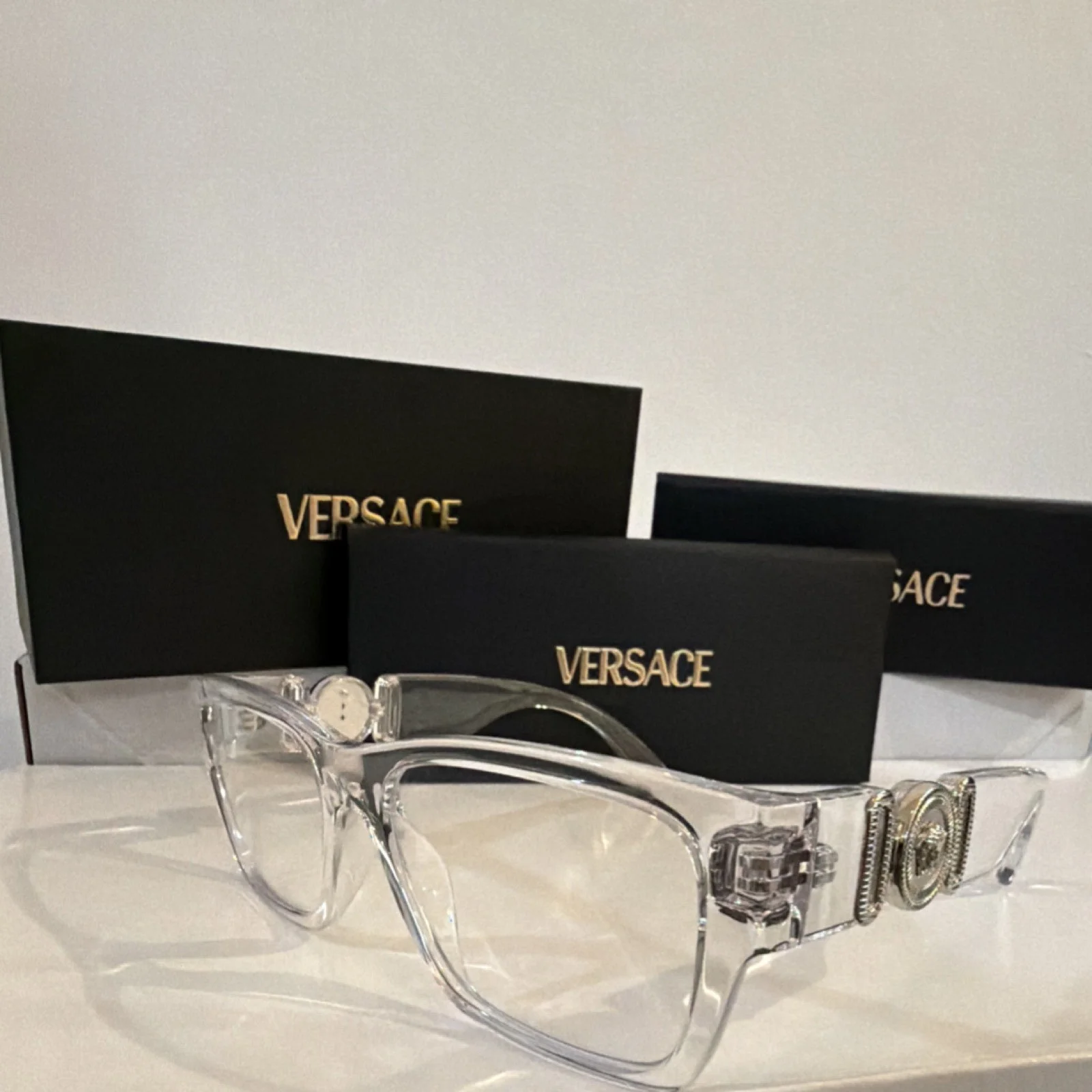 Versace Clear Square Full Rim Plastic Eyeglasses Designer VE3368U Logo